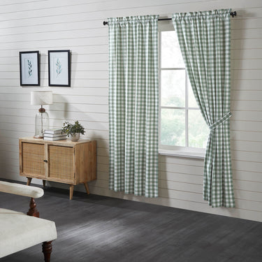 Annie Buffalo Green Check Short Panel Curtain Set of 2 84